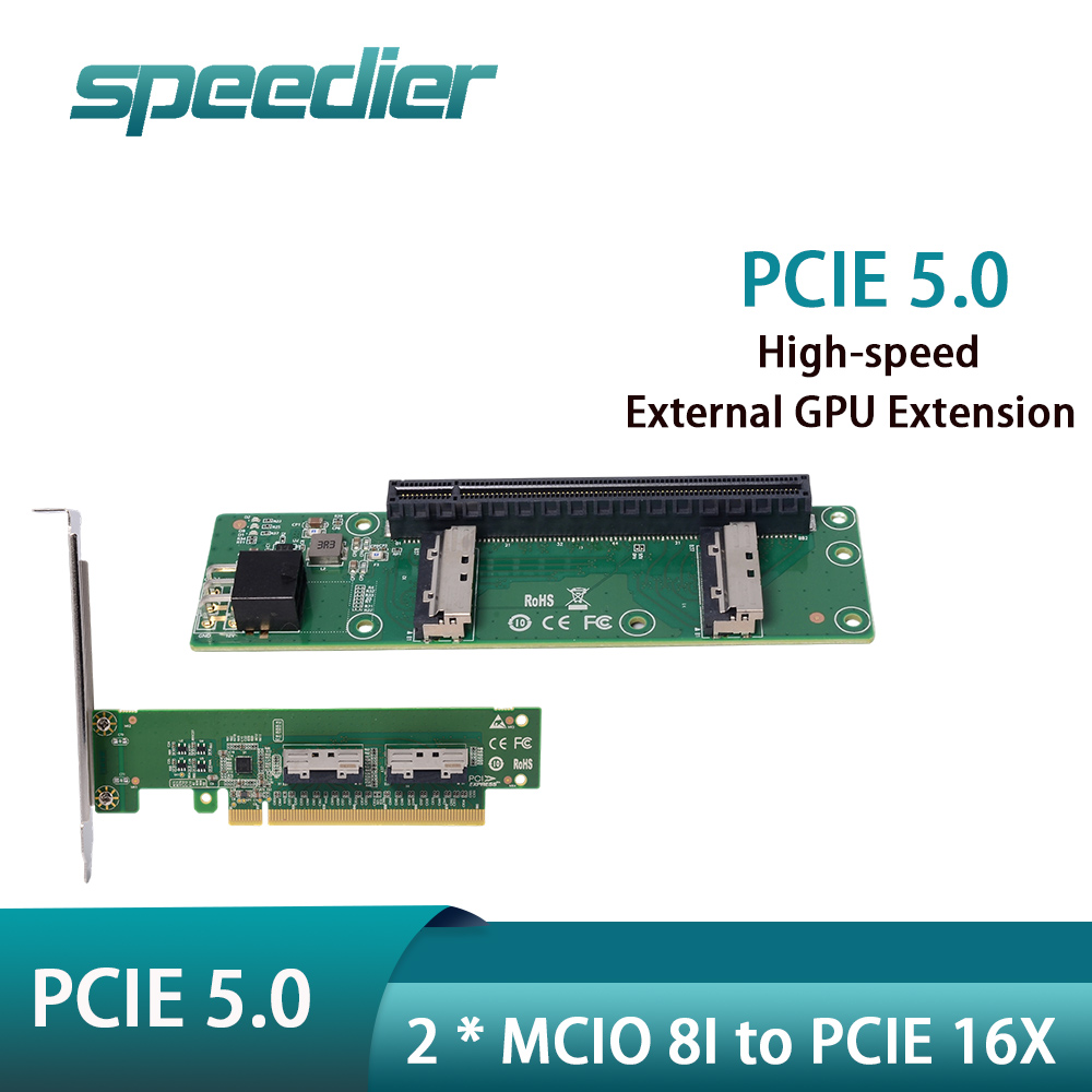 Speedier 2 x MCIO 8i to PCIe 1 - đánh giá và giá Pcie 5.0 Gpu Riser Cable