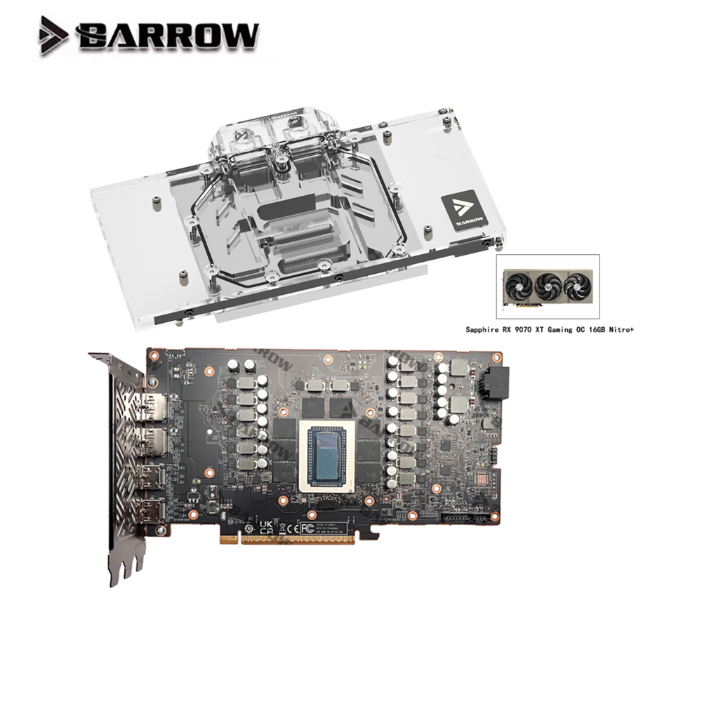 Barrow GPU Water Block For Sap - đánh giá và giá Rx 9070 Xt
